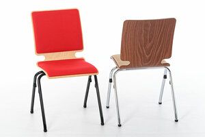 Die gepolsterten Stapelstühle sind sehr farbenfroh